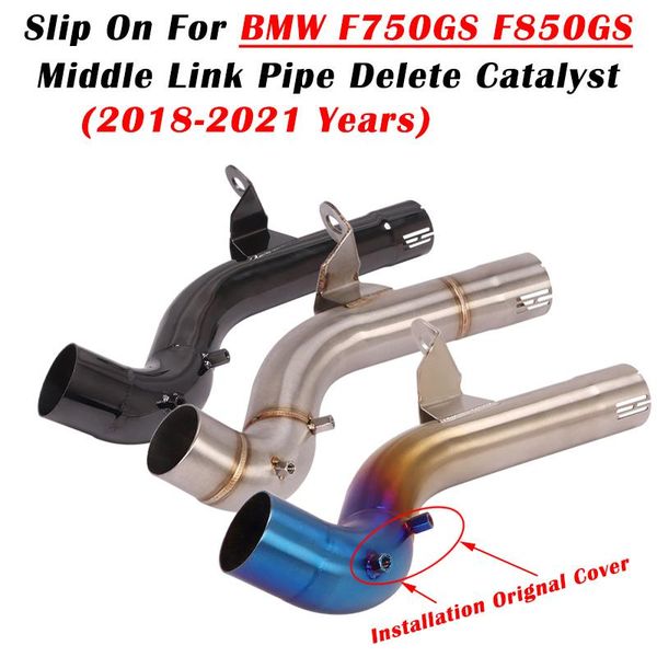 

slip on for f750gs f850gs 2021 motorcycle exhaust escape modified delet catalyst middle link pipe mid tube system