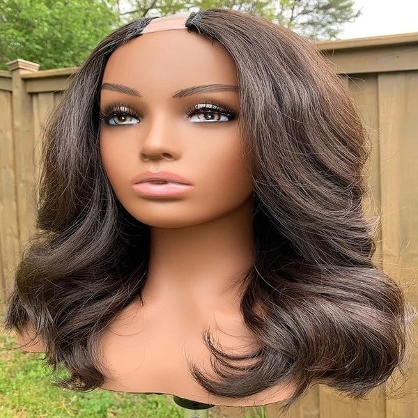 

body wave middle part 2x4 u part wig glueless wavy human hair wigs for black women natural 250% density remy hairs 30inches