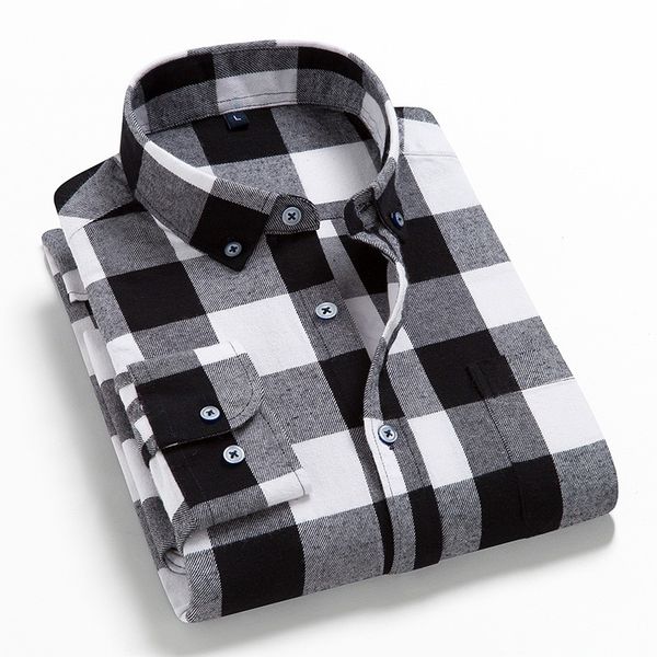 

2021 spring autumn plaid shirt men cotton new male casual long sleeve shirt man clothes, White;black