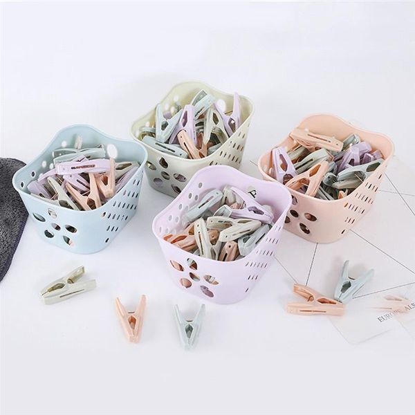 

clothing & wardrobe storage 30pcs clothes pegs plastic laundry pins with basket household hanging clips hanger drying racks
