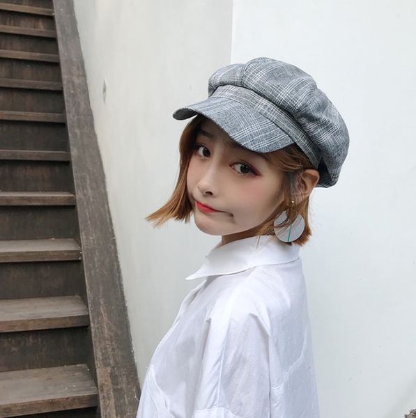 

british octagonal hat in spring, summer, autumn and winter, Blue;gray