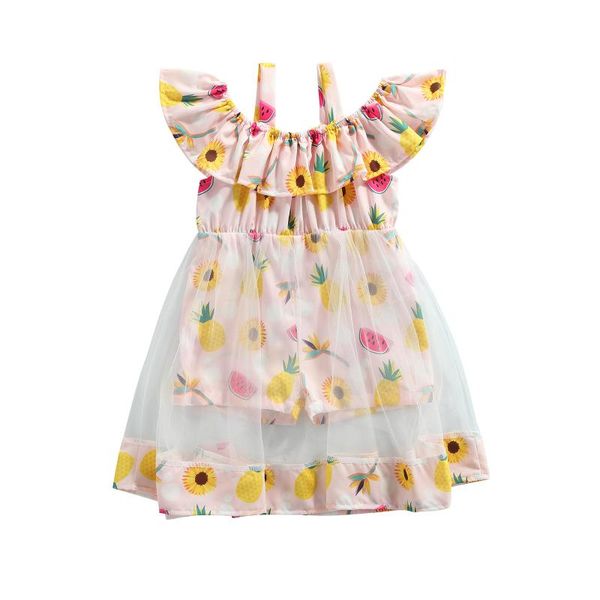 

girl's dresses 2021 toddler baby's clothes romper kids fruit print boat neck sleeve jumpsuit playsuits for summer pink 18 months-6, Red;yellow