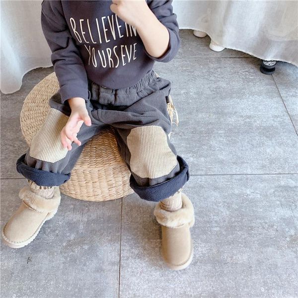 

trousers 2021 autumn and winter children's pants korean patch plus velvet casual girls harem toddler 2-7y, Blue