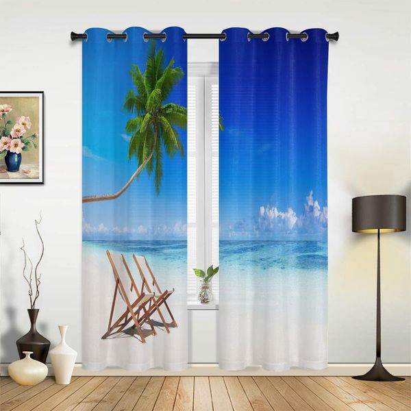 

beach chair coconut tree curtains for bedroom kids room living window curtain luxury kitchen & drapes