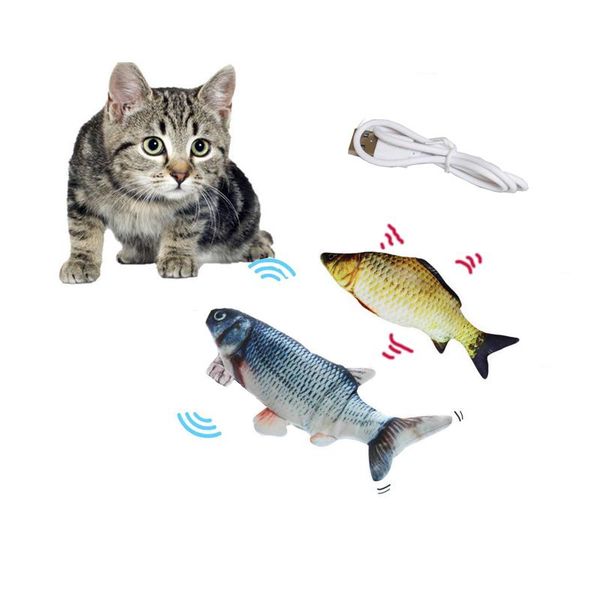 

cat toys toy fish usb 30cm vibrating electric beating simulation flopping interactive catnip wagging dog pet products