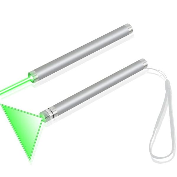 

2-in-1 532nm line beam green laser pointer pen with hand-tail switch and lanyard (silver) flashlights torches