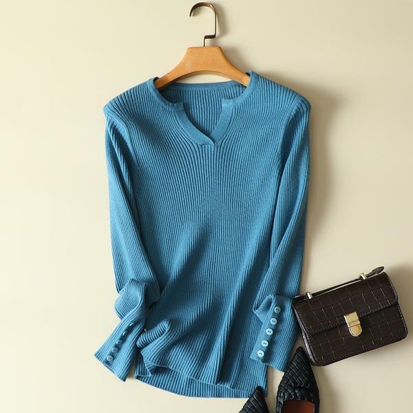 

women's sweaters autumn knitted women sweater and pullovers v-neck button solid female pulls outwear, White;black