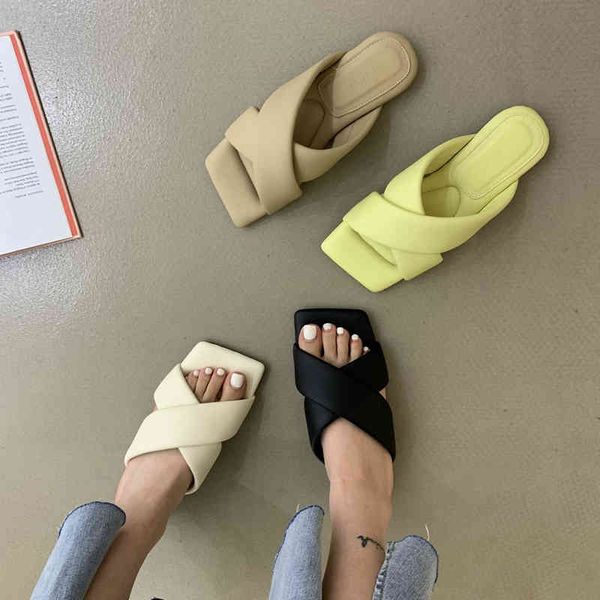 

slippers sandÃ¡lias planas de salto quadrado femininas, chinelos do aberto para o ar livre, sapatos casuais casa, novo, gdyv, Black