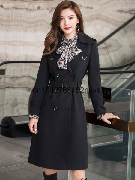 

british windbreaker women's product in autumn and winter 2021: exquisite fashionable, thin white, knee length coat, trench coats, Tan;black