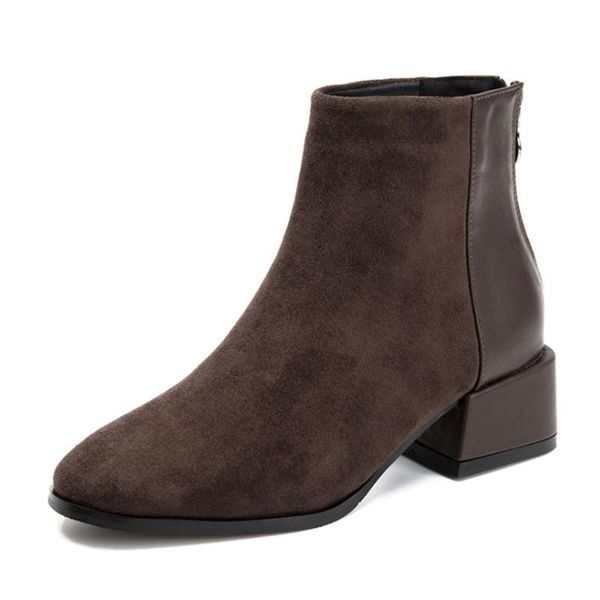 

boots 2021fw lady ankle boot square toe big heel women shoes, Black