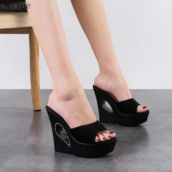 

slippers wedge sandals and female summer 2021 fashion wear word drag black