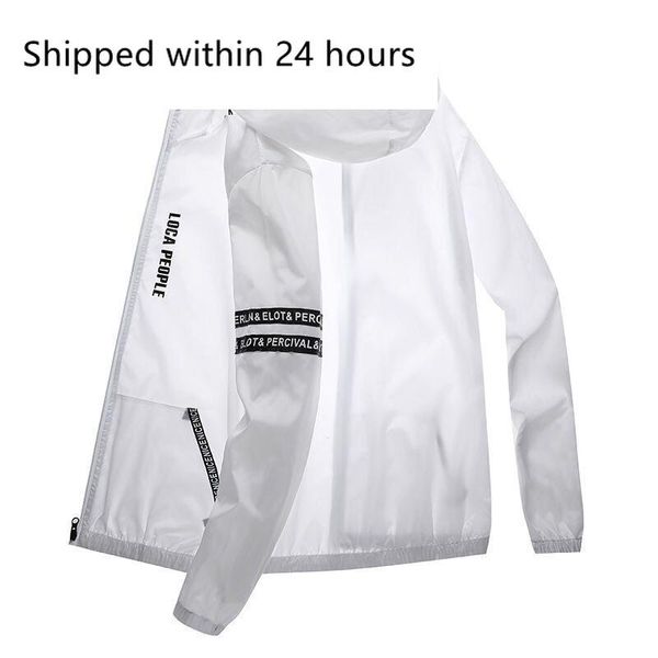 

men's thermal underwear summer sunscreen jackets casual male thin outwear breathable sportswear coats mens slim fit hooded clothing, Black;white