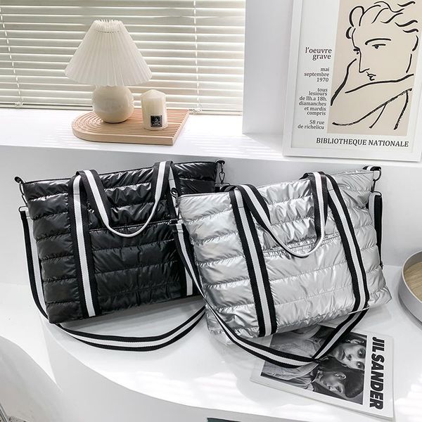 

evening bags 2021 winter space cotton tote for women quality down crossbody bag fashion brand handbags large capacity shoulder