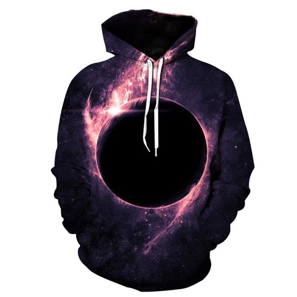 

3d printed sweater men's loose pullover star print hoodie, Black