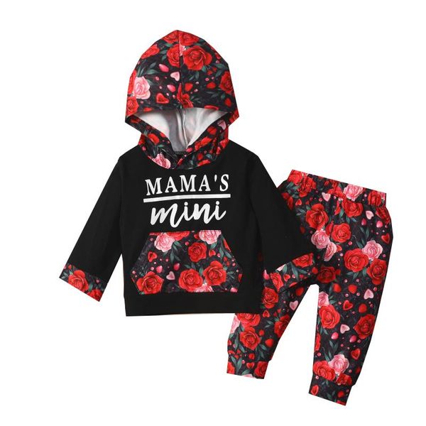 

clothing sets opperiaya toddler baby girls floral print clothes casual set letter long sleeve hooded sweatshirts elastic waist trousers, White