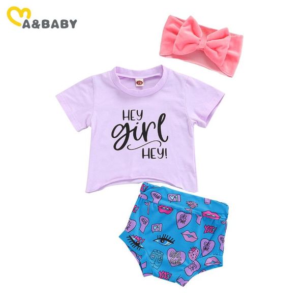

clothing sets ma&baby 0-24m summer toddler born infant baby girl clothes set letter purple t shirt print shorts outfits costumes dd15, White