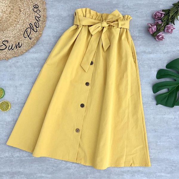 

skirts 2021 autumn & winter arrival 8 color korean version skirt cotton bow pocket a-line solid, Black
