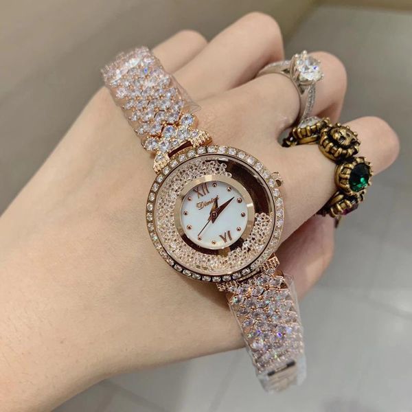 

wristwatches herhome fashion women full crystals jewelry watches luxury rhinestone bracelet watch waterproof quartz roman wrist lotus, Slivery;brown