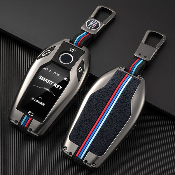 

car key case for bmw 5 7 series 730li 740 630 g12 g30 g31 g32 g02 x5 g07 x6 x7 led display zinc alloy keychain cover accessories