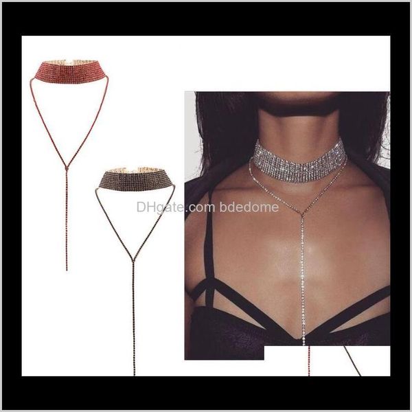 

chokers necklaces & pendants drop delivery 2021 blingbling party jewelry fashion multicolor tide female multilayer diamond a lon, Golden;silver