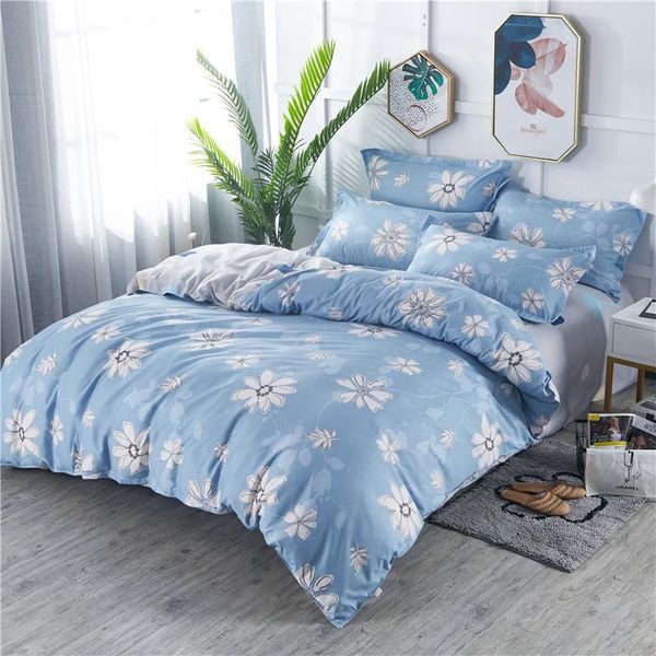 

flower printed blue girl boy bed cover set kid duvet child sheets and pillowcases comforter bedding 61078 sets