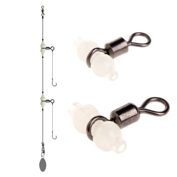 

10pcs 3 way luminous fishing rolling swivels connector sea tackle hook 62kf hooks