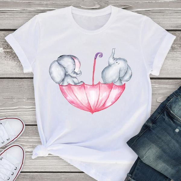 

graphic short sleeve watercolor funny women cartoon animal summer tees clothing female t womens, White