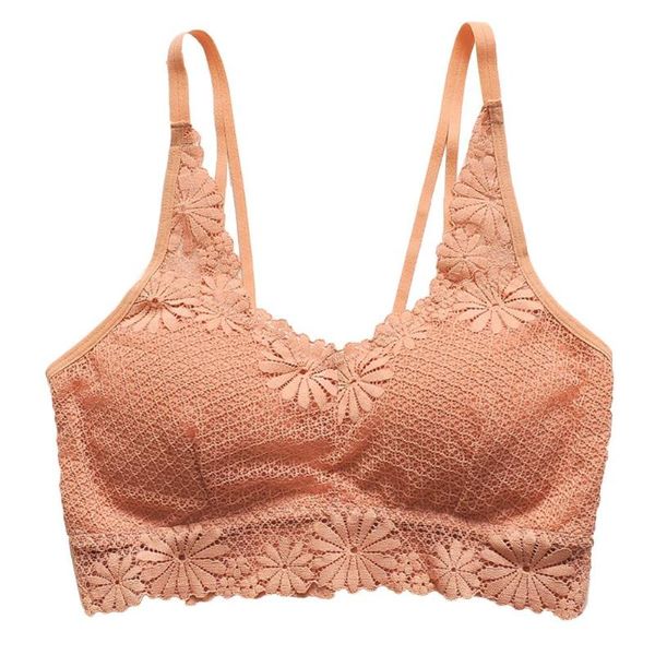 

bras fashion women solid color padded wireless floral lace see through push up thin bra, Red;black