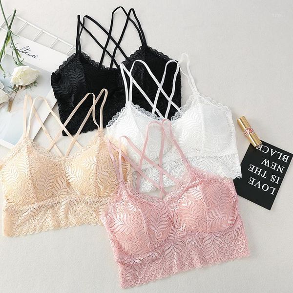 

women bras pad push up wireless lace bra bralette plus size fitness underwear flower pattern lingerie full cup bustiers & corsets, Black;white