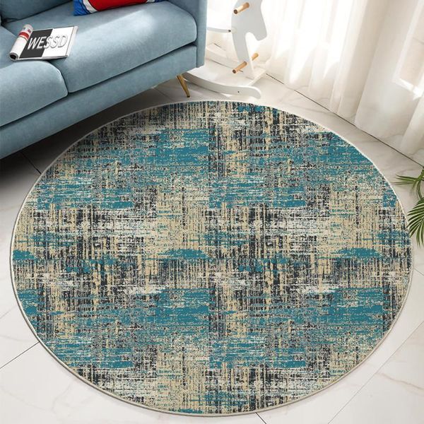 

carpets blue yellow texture round carpet for bedroom soft thick shaggy room mats luxury short plush sofa nordic table rug
