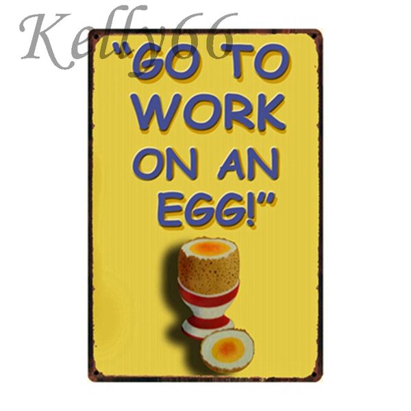 

work on egg retro the rooster may crow chicken metal painting sign craft decor wall art plaque 20*30 cm size y-1040