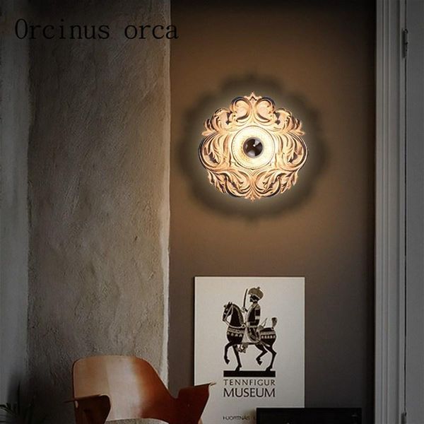 

american style retro creative bedroom wall lamp european bedside balcony staircase illusion sculpture lamps