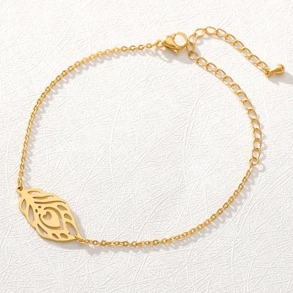 

link, chain stainless steel fashion simple gold silver plated cuff bracelets for women leaves adjustable bangle bracelet, Black