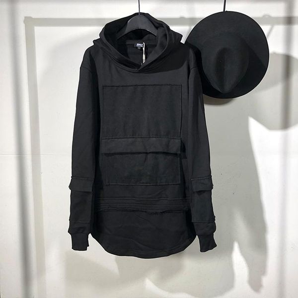 

men's hoodies & sweatshirts hooded hoodie autumn and winter dark large pocket personality stitching design youth fashion sports, Black