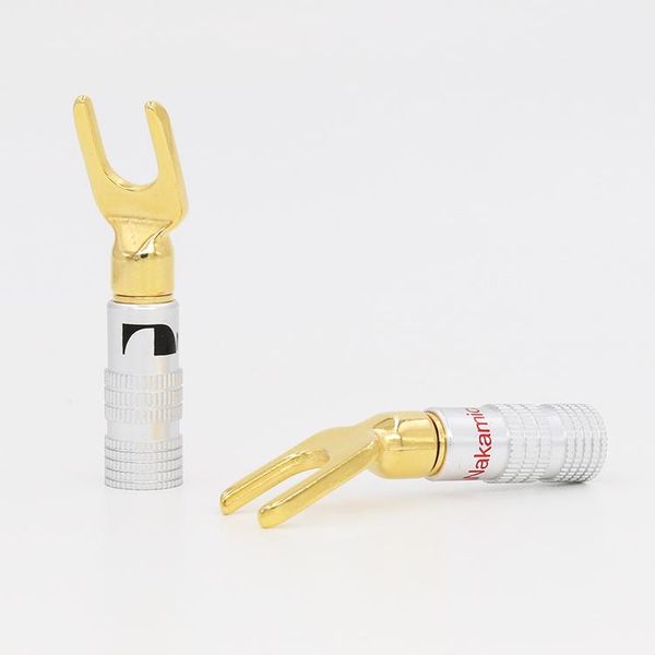 

smart power plugs 8pcs speaker banana spade plug screw type gold plated