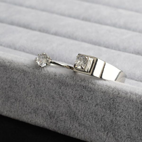 

classic 316l stainless steel fine cubic zirconia bridal wedding engagement ring not fade drop rings, Slivery;golden