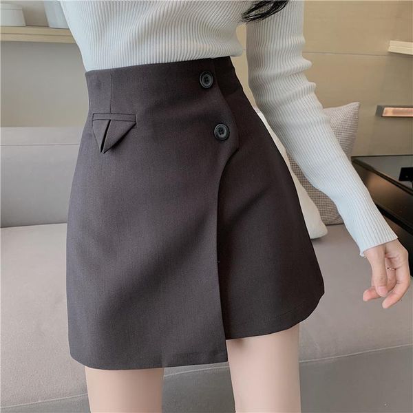 

skirts office lady a-line mini women slim fit clubwear casual korean cotton buttons pencil skirt autumn black coffee x773