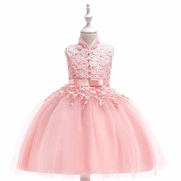 

girl's dresses a 1-10 year old sleeveless lace dress birthday party children's clothing comfortable and beautiful summer clothesch, Red;yellow