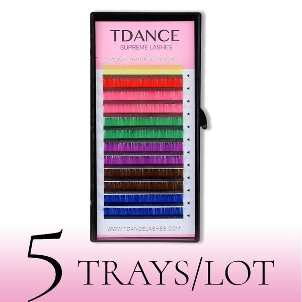

false eyelashes tdance 7 colors 5 trays/lot rainbow volume eyelash extension color thickness 0.07mm soft cilios light natural makeup tools