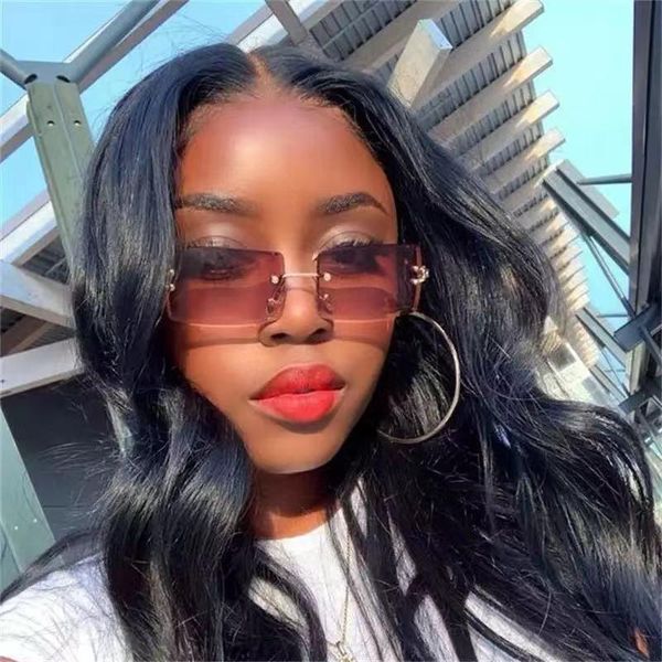 

sunglasses small rectangle women 2021 clear lens sun glasses shades for woman rimless square eyewear uv400, White;black