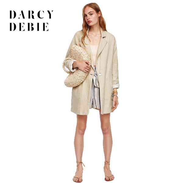 

women's suits & blazers darcydebie autumn women fashion casual turn-down collar full sleeve single button office loose coat, White;black