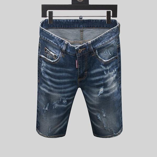 

men's jeans summer style brand italy mens slim short men denim trousers zipper stripe hole blue shorts for 8168