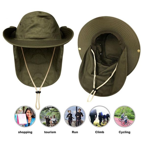 

outdoor flap cap anti-sweat portable sunshade neck cover sun hat sportswear with chin strap accessories zi hats, Black;white