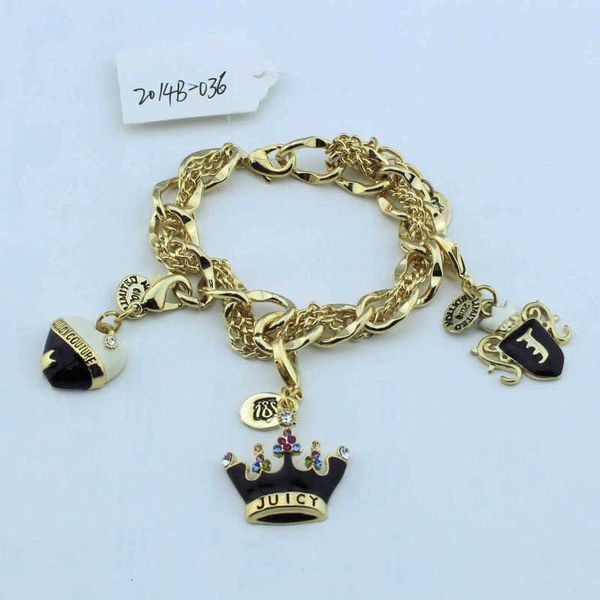 

crown pendant fashion heart lock bracelet metal diamond bracelet, Golden;silver