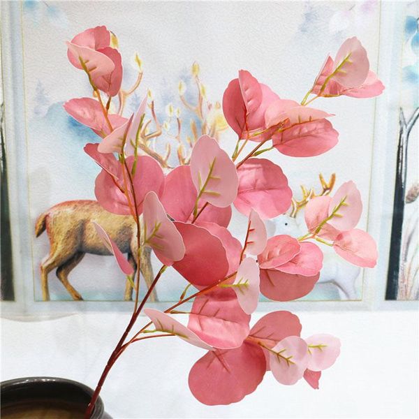 

decorative flowers & wreaths 3pcs/lot simulation eucalyptus branch real touch artificial eucalytus leaf -shaped home decoration wedding fake