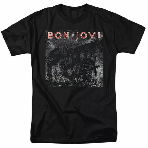 

Bon Jovi Slippery When Wet Album Cover T Shirt Offically Licensed Merch Black, White;black
