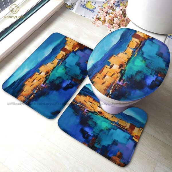

starry sky bath mat vintage polyester 3 piece bathroom set door soft rug mats