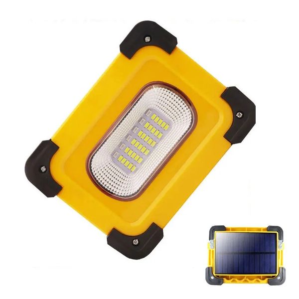 XANESﾮ 30A 60W 1200LM Solaire / USB Rechargeable COB LED Lampe de Travail Projecteur Magnétique Spot Lampe de Poche Power Bank - Jaune