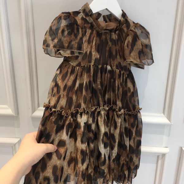 

summer kids girls chiffon dresses fashion baby girl leopard print dress children tutu birthday clothing, Red;yellow