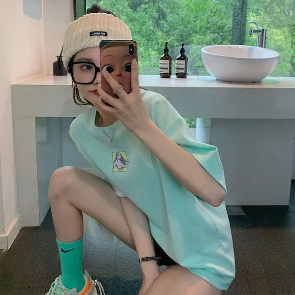 

women's t-shirt harajuku kawaii short sleeve cartoon printed women summer oversized loose style t shirt schoolgirl young, White